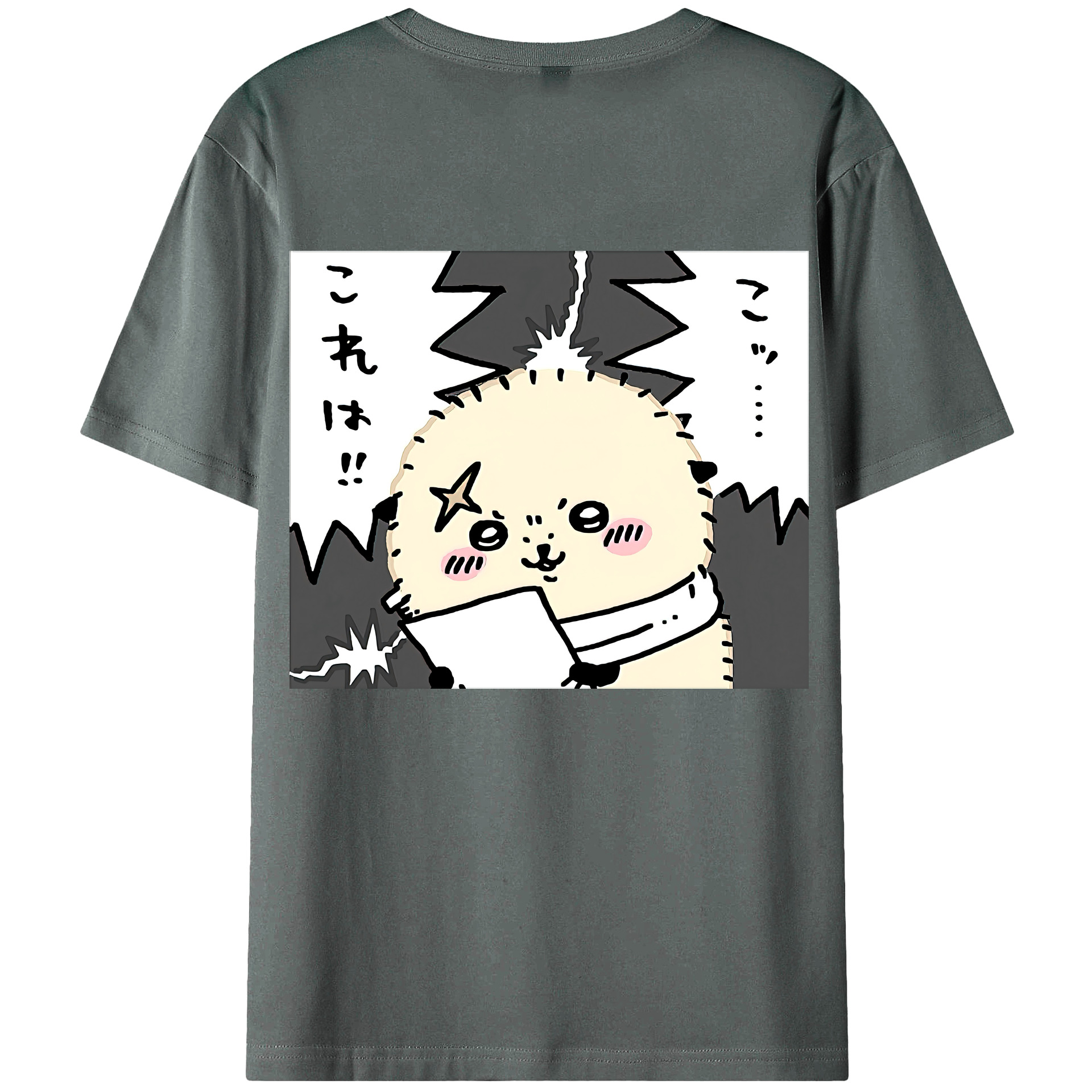 （画像用） ちいかわ ラッコ Chii-kawa Sea otter 綿100％ メンズ半袖Tシャツ（バックプリント） 通気性